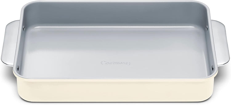 Caraway Non-Stick Ceramic 9”x13” Rectangle Pan - Naturally Slick Ceramic Coating - Non-Toxic, PTFE & PFOA Free - Perfect for Brownies, Lasagnas, and More - Cream
