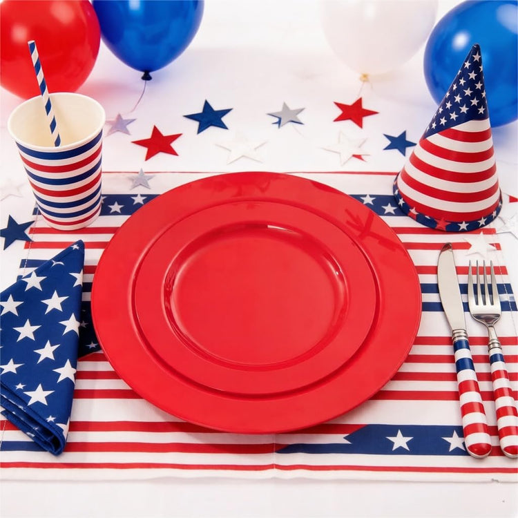 60PCS Red Plastic Plates (60 Count)