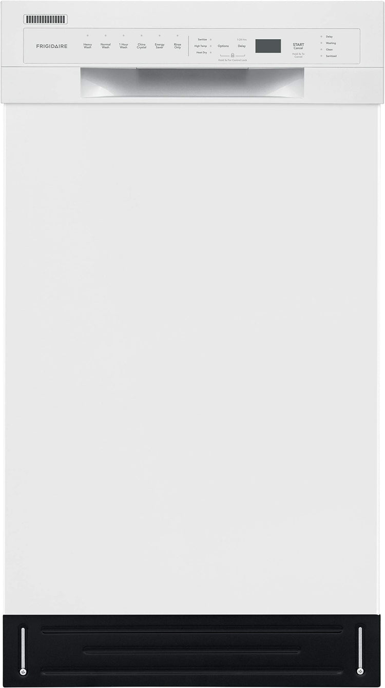 18 in. ADA Compact Front Control Dishwasher in White with Dual Spray Arms