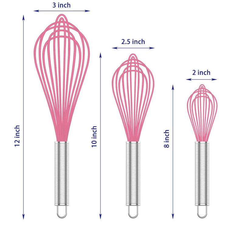 Pink Silicone Whisk Set of 3