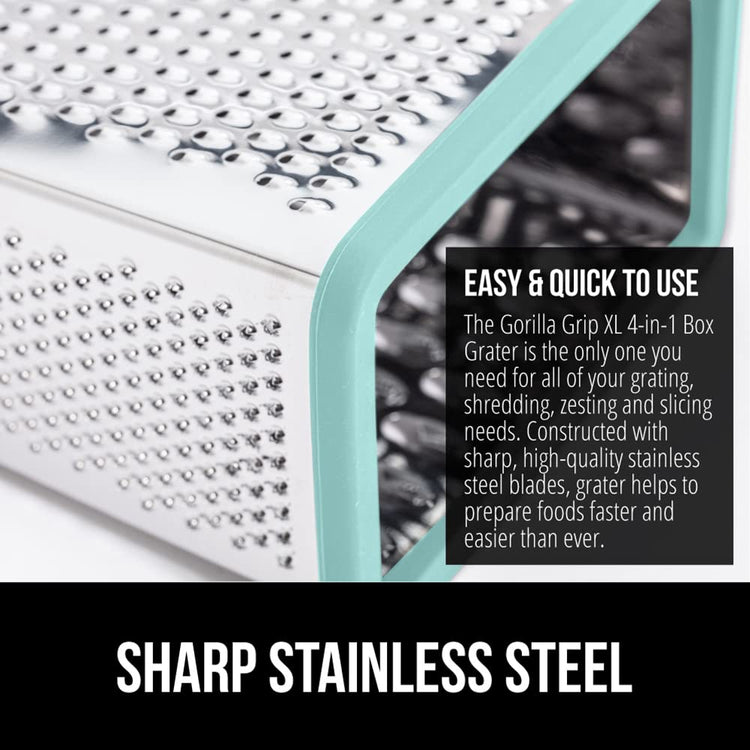 XL 4 Sided Stainless Steel Cheese Grater With Measurement Container