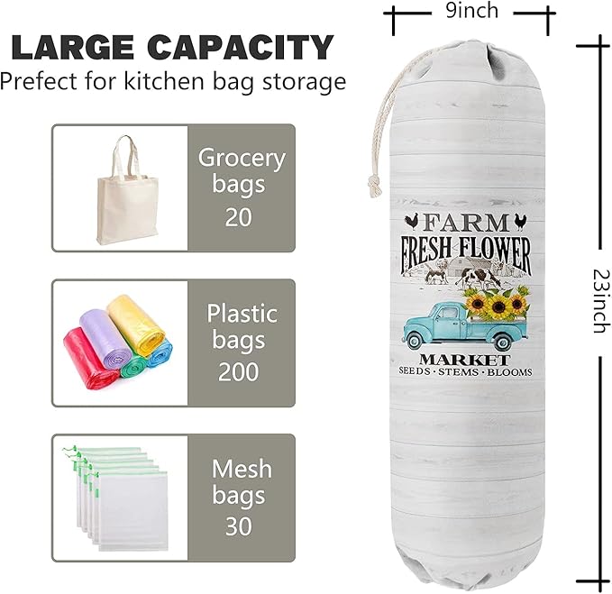 Grocery Bags Holder Organizer for Shopping Bags,Wall Mount Plastic Bags Storage Container Dispensers, Gift for Women Mother Grandmother Friend