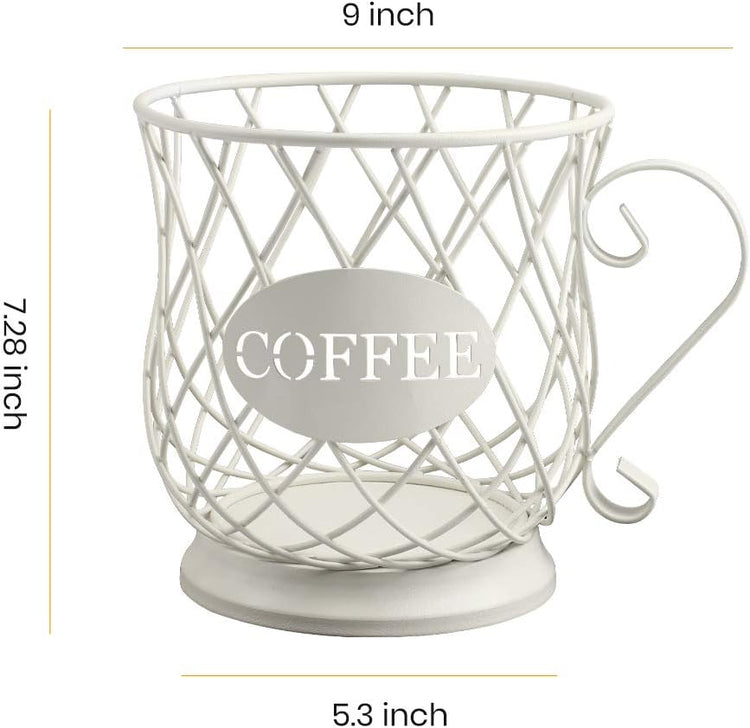 TreeLen Coffee Pod Capsule Storage Holder for 35 K Cups Capacity K Cup Holder K Cup Organizer for Counter Coffee Bar and Coffee Table - White
