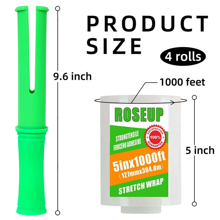 Clear Stretch Wrap Film 5" x 1000ft Roll with Handle