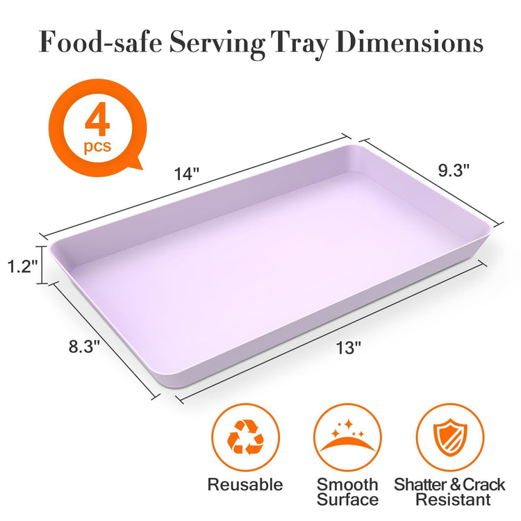 4 pcs Serving Tray for Entertaining (4 Count)