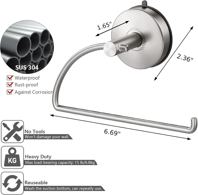 DGYB Suction Cup Hand Towel Ring Brushed Nickel Hand Towel Holder for Bathroom Wall SUS 304 Stainless Steel Kitchen Towel Hanger