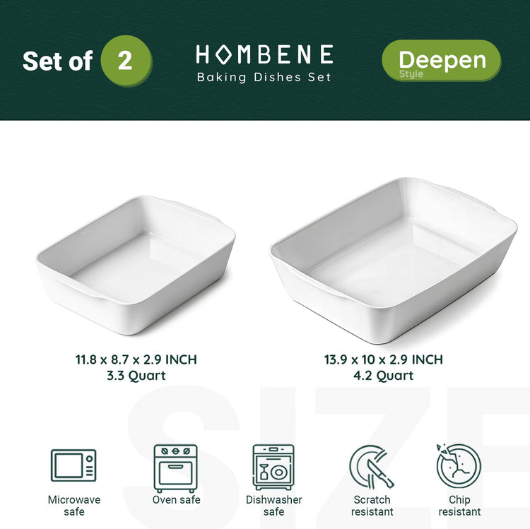 HOMBENE Ceramic Baking Dish (2 Count)