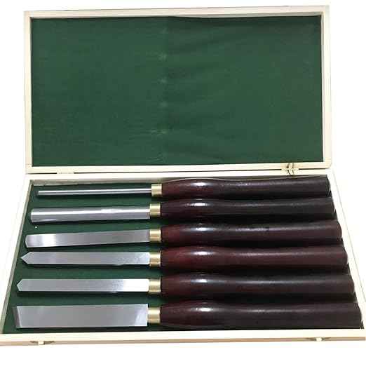 Chisel Sets,Turning Tool,Woodworking Lathe Chisel, 6 Piece Artisan Wood Turning Tools Set, HSS Steel Blades Wood Lathe Chisels, Red Beech Handle Gouge Wooden Case for Storage for The Beginner to Inte