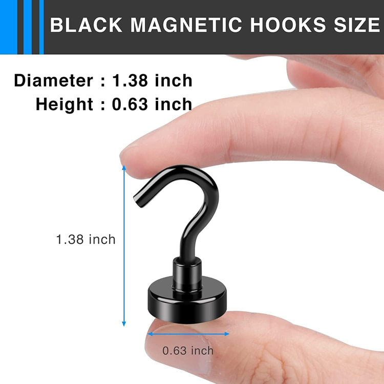 LOVIMAG Magnetic Hooks,30Lbs Black Magnet Hooks for Cruise Cabin, Magnetic Hooks for Hanging, Fridge, Classroom, Refrigerator, Ceiling, Office, Kitchen. Grill, Garage-18Pack