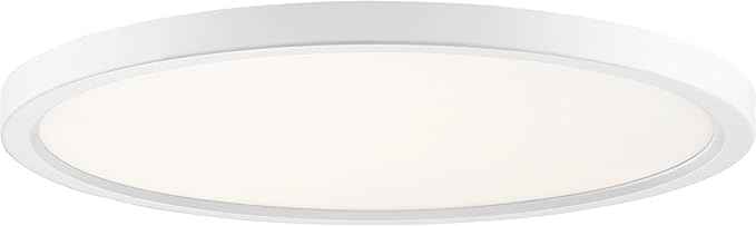 Quoizel Outskirts Round Flush Mount Ceiling Light, 20 Inch White Lustre, Dimmable Integrated LED 2870 Lumens, 27 W, Close to Ceiling Light Fixtures for Hallway, Kitchen, Bedroom or Bathroom