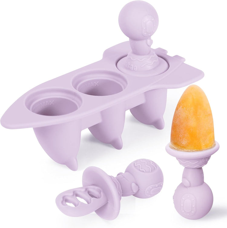 Haakaa Astronaut Ice Pop Mould Set β Mini Silicone Popsicle Molds with Sticks for Kids, Ice Pop Maker with Anti-Choke Astronaut Handles, Ice Cream & Frozen Treat Molds