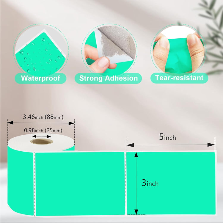 3 x 5 inch Home Moving Box Labels for Storage Bins 300pcs Colored Blank Label Sticker for Shipping Thermal Printer Color Coding Rectangle Moving Labels for Packing Boxes Watercolor Green
