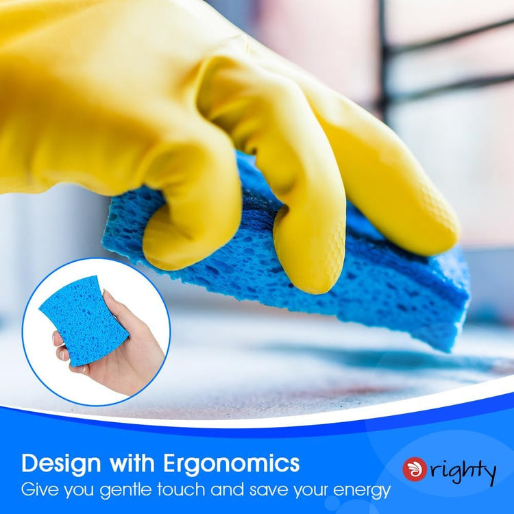 Orighty Non-Scratch Cellulose Scrub Sponges 24 Pack, Kitchen Sponges for Kitchen, Bathroom, and Household, Dual Side Sponge for Dishes, Non-Scratch Sponge Safe on Non-Stick Cookware, Car and More
