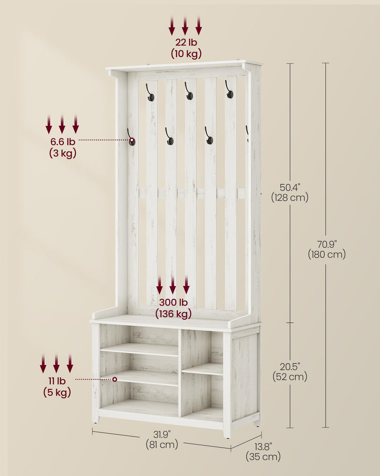 Hall Tree with Bench and Shoe Storage