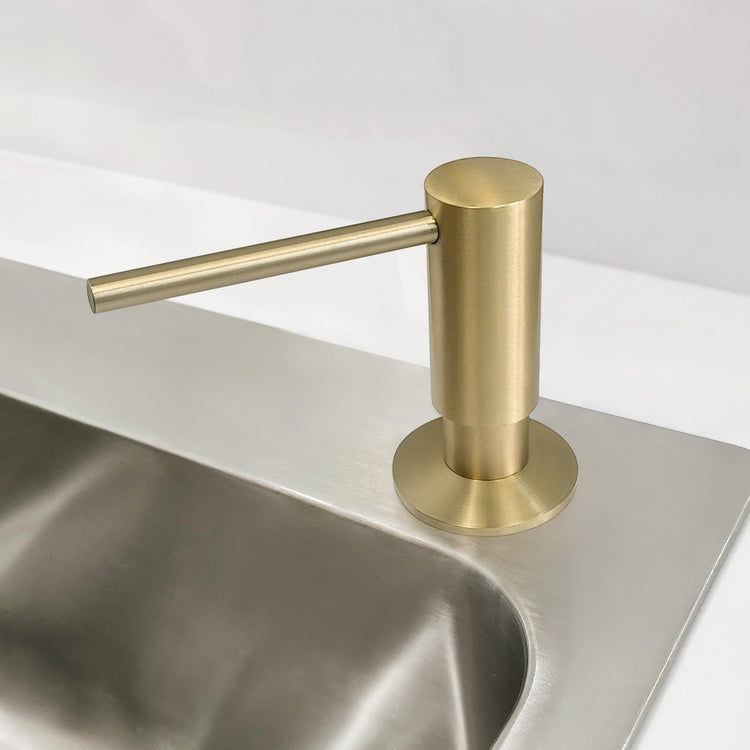 Brushed Gold Built in Dish Soap Dispenser for Kitchen Sink with 17 OZ PET Soap Bottle Refill from The Top