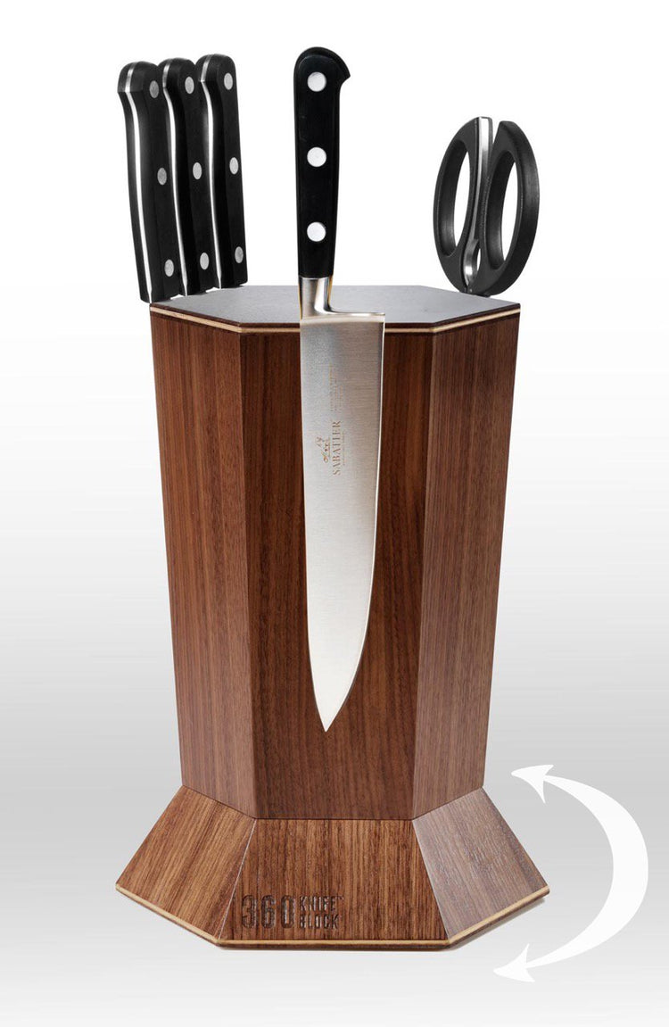 Walnut) ROTATING Magnetic knife block