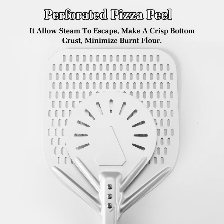 14 Inch + 7 Inch Perforated Pizza Peel Set (2 Count)