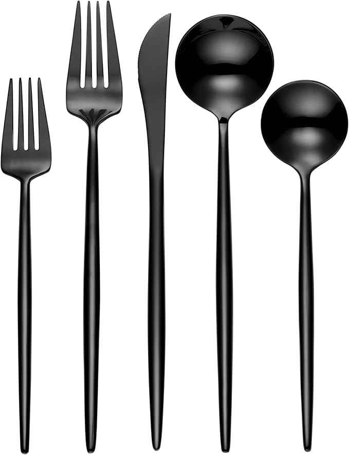 Hampton Forge 894757 Skandia Zephyr Black 45 Piece Flatware Set