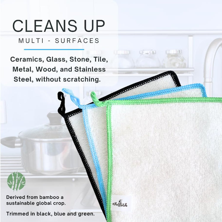 Dishcloths Kitchen Dishrag Cleaning Scrub Reusable 3pk 6x7in