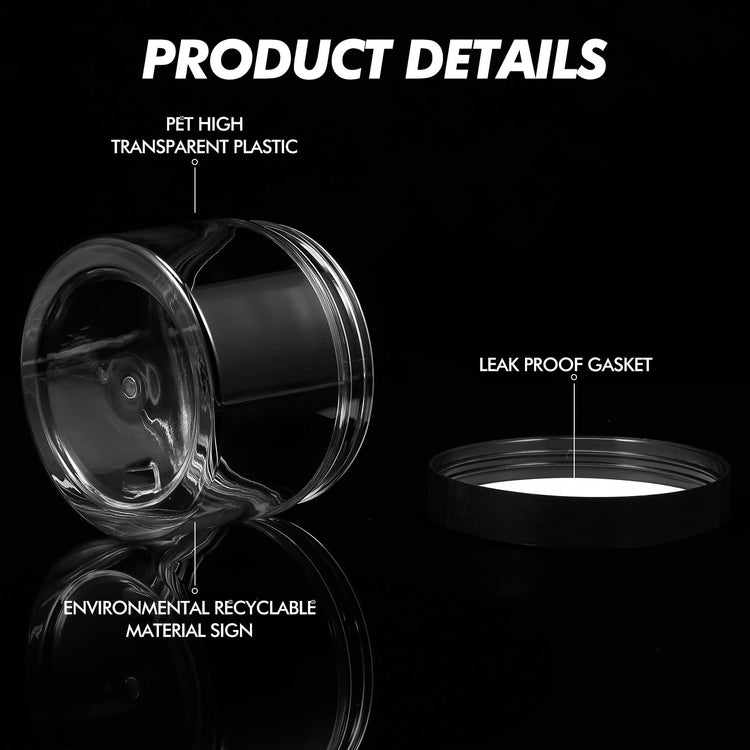 6 Pack 10 oz Plastic Jars Containers with Lids Wide