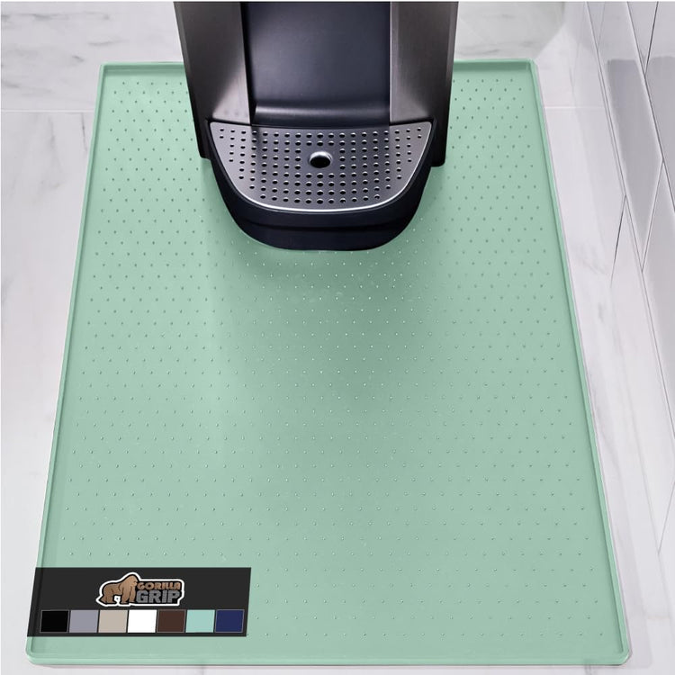 GORILLA GRIP Silicone Coffee Mat, 15x23, Espresso Drink Bar Station Accessories, Waterproof Heat-Resistant Dish Drying Mats, Stay in Place on Kitchen Counter, Home Kitchen Décor Essentials, Mint