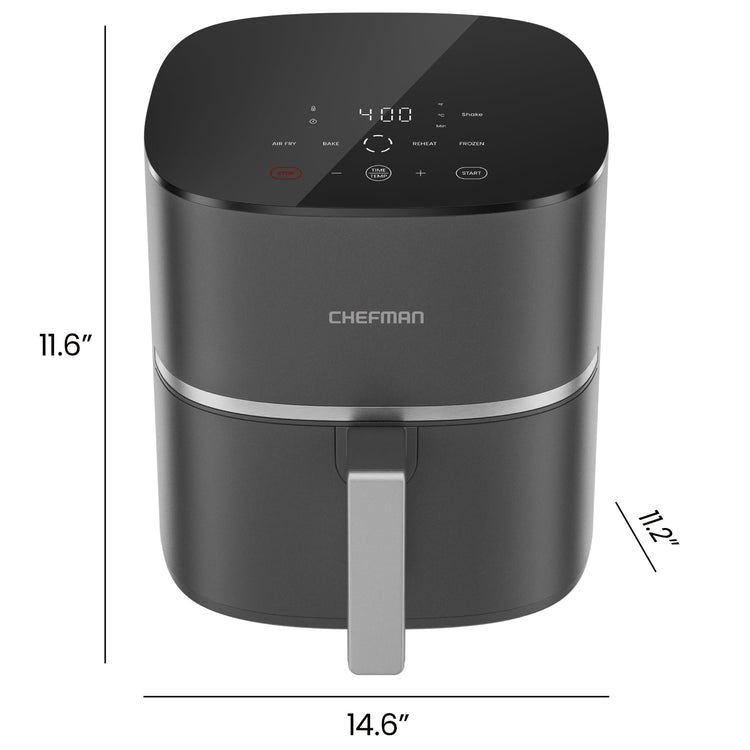 TurboX 4-in-1 Air Fryer, 5-Quart Airfryer for Extra Crispy Chicken, Fries, Wings, and More, Air Fry, Bake, Reheat, and Frozen Functions, Digital Touch Controls, Dishwasher Safe - Gray