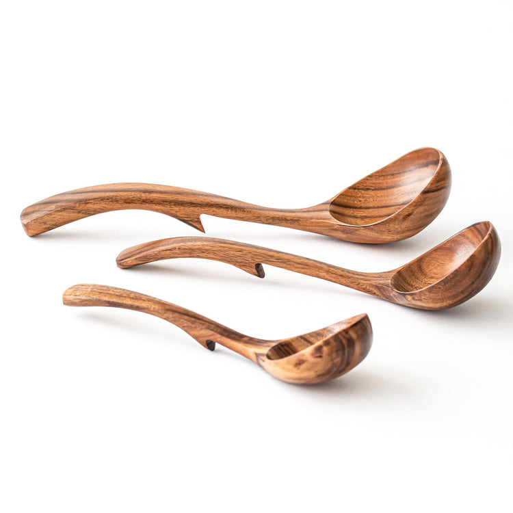 3 Size Wooden Soup Ladles Set (3 Count)