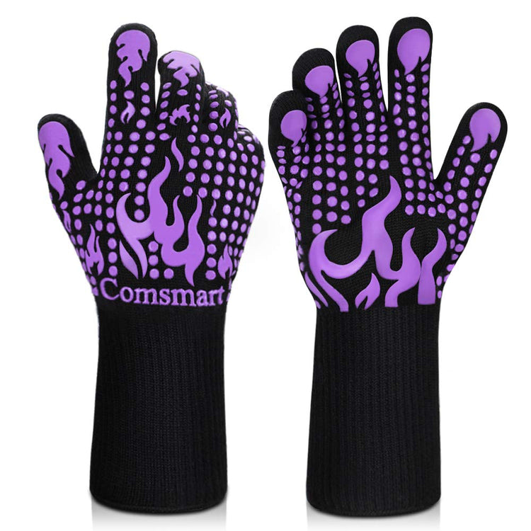 BBQ Gloves 1472 Degree F Heat Resistant Grilling Gloves Silicone Non (2 Count)