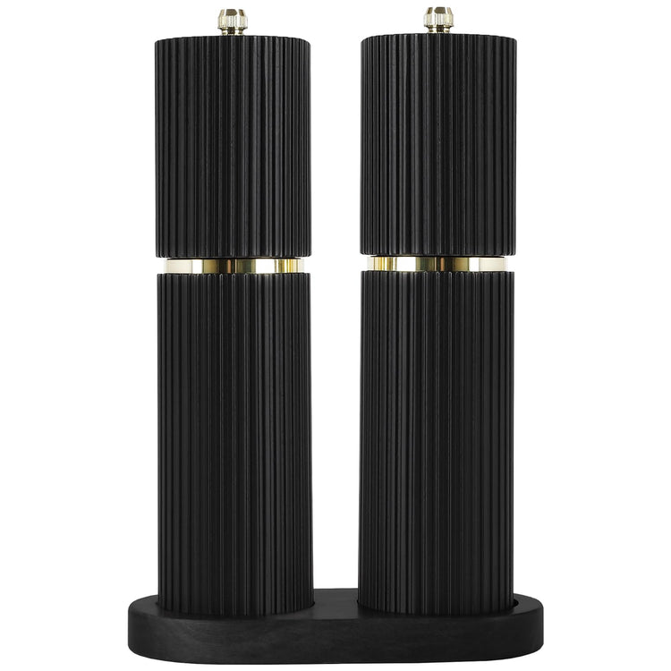 Wooden Salt and Pepper Grinder Set with Gold Accents (2 Count)