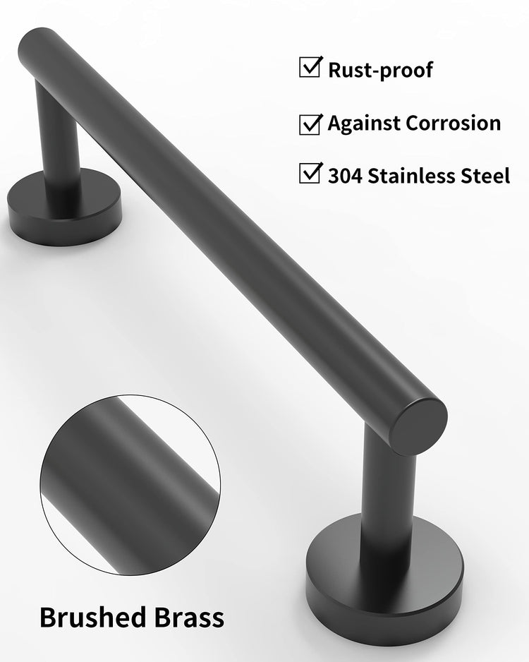 12 Inches Matte Black Towel Bar for Bathroom Kitchen Hand Towel Holder Dish Cloths Hanger SUS304 Stainless Steel RUSTPROOF Wall Mount