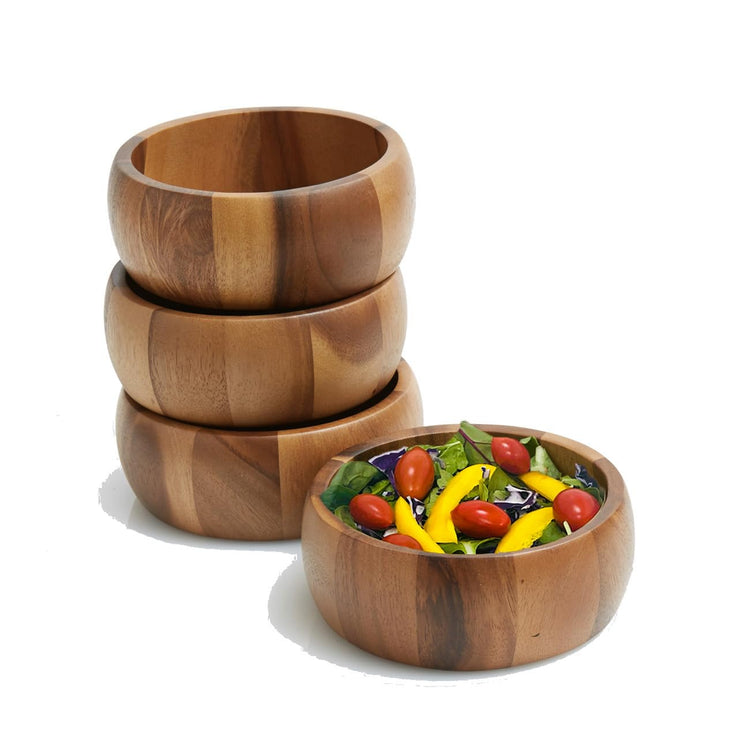 Woodard & Charles Set of 4 Acacia Wood Large Ind. Salad Bowls (4 Count)