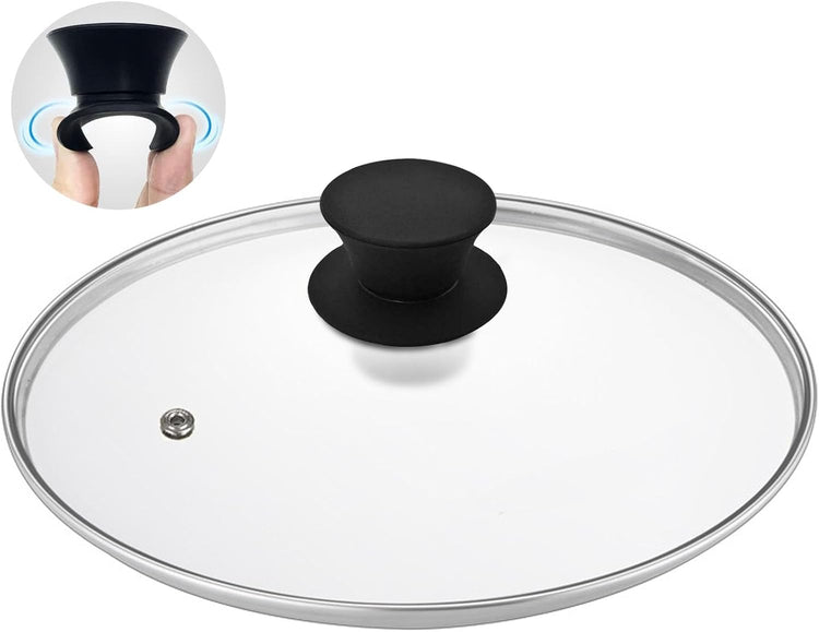Glass Lid for Cast Iron Pan, Frying Pan, Skillet, Saute Pan, Tempered Glass Cover with Heat Resistant Handle (Stainless Steel Rim, 12.5"/32cm)