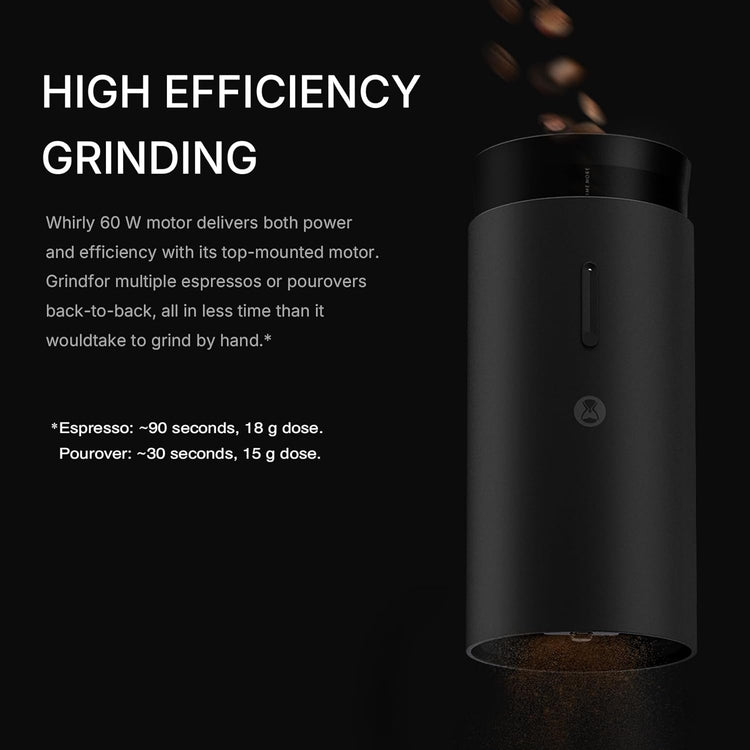 TIMEMORE Electric Coffee Grinder Portable - Adjustable Burr Grinder with 30 Precise Settings, Auto Stop & Clog Protection for Espresso, Pour-Over, French Press Moka,for Home Outdoor Use(Black)
