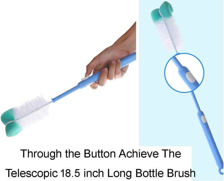 2 Pack Long Bottle Cleaning Brush for Long and Narrow Neck Beer, Wine, Kombucha, Bottles,Nalgene, Pitcher, Carafe, Glass Jars, Brewing Bottle Cleaner,Easy to Clean Corner, 15 to18.5 inch