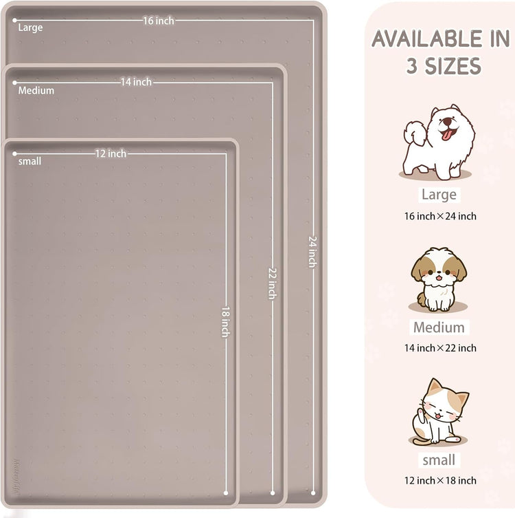 MateeyLife Silicone Cat & Dog Food Mat for Floors Waterproof, Anti-Slip Dog Bowl Mats for Food and Water, Pet Feeding Mats with Lip to Prevent Spills, Pet Placemat for Messy Drinkers to Protect Floors