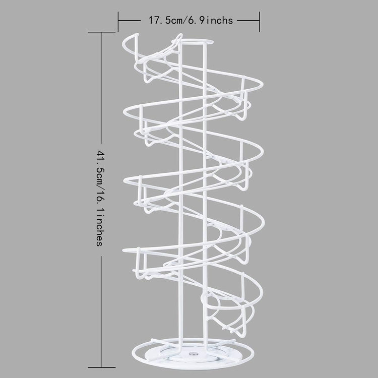Toplife Spiral Design Metal Egg Skelter Dispenser Rack, Storage Display Rack, White