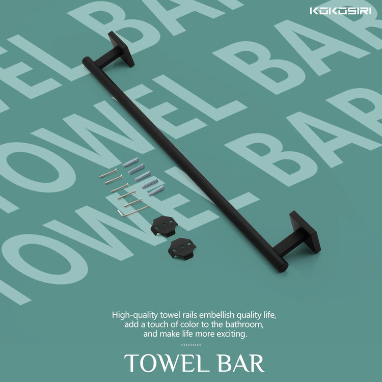 Towel Rail Bathroom Towel Bars Matte Black 20 Inch Towel Holder for Bath Cabinet Kitchen Wall Mount Stainless Steel B4005BK