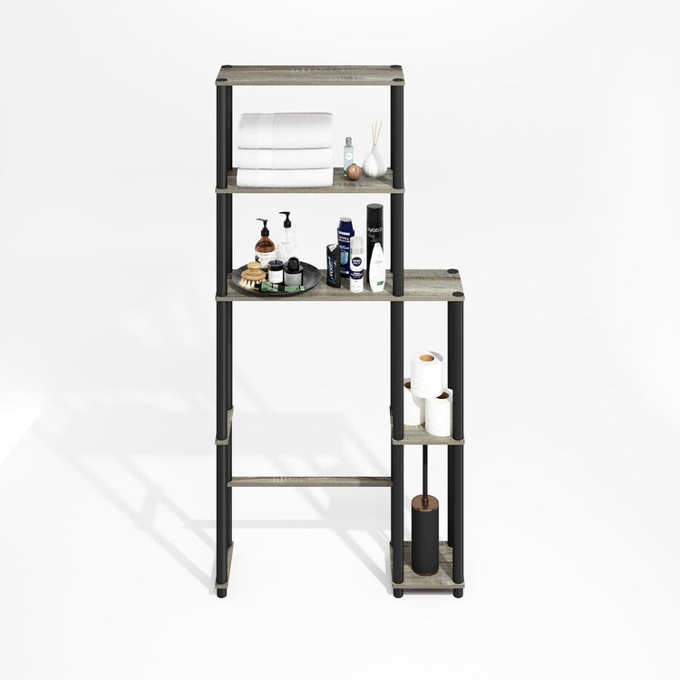 Turn-N-Tube Over The Toilet Storage, 5-Shelf Over The Toilet Organizer, Freestanding Space Saver Bathroom Shelf, for Bathroom Organizers and Storage, Grey Oak