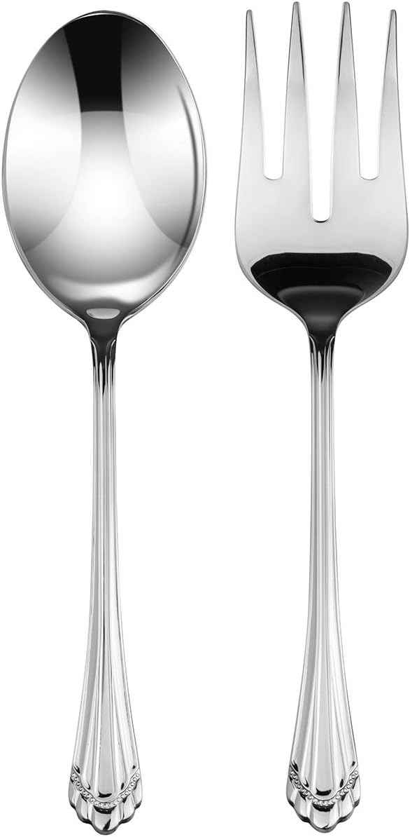 Venezia Collection Flatware Serving Set for 12, 75-Pc Luxury Dining Silverware Cutlery Service - 18/10 Premium Surgical Stainless Steel Hostess Set in a Wooden Storage Case Chest
