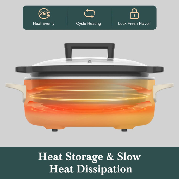 6 Quart Programmable Slow Cooker Removable Healthy Nonstick Crock Pot