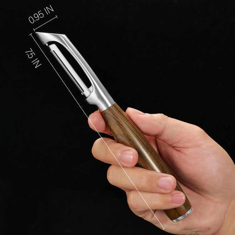 Premium I Type 304 Stainless Steel Multifunctional Kitchen Peeler Real Wood Handle Ultra Sharp Blade Vegetable Potato Apple(Agarwood)