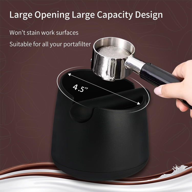 Knock Box Large Capacity Design Espresso Knock Box Tamping Mat Espresso Machine Accessories Set of 2 with Removable Knock Bar and Anti