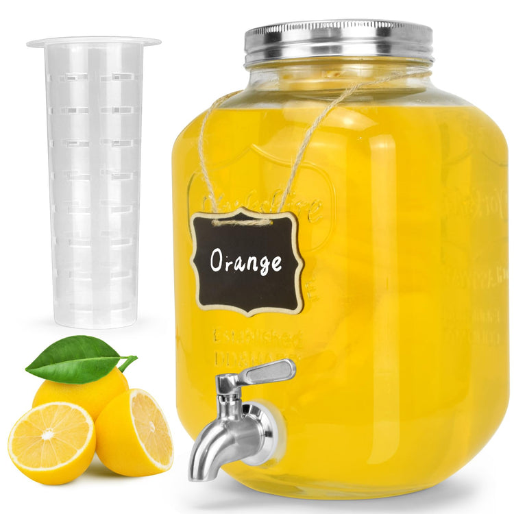 Glass Beverage Dispenser With Stainless Steel Spigot