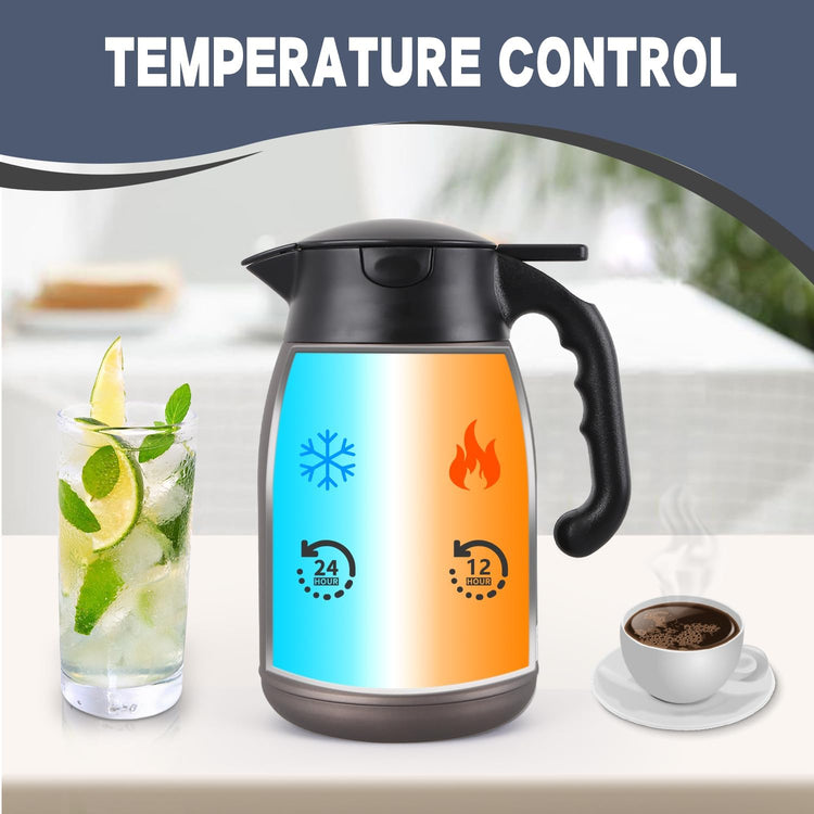 Thermal Coffee Carafe 56oz Large Capacity,Double-Walled Vacuum Insulated Stainless Steel Coffee Pot & Hot Beverage Server,BPA-Free,Keeps Hot Coffee Warm for Hours,Leak-Proof Design(Oatmeal)