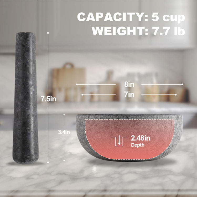 Natural Granite Mortar and Pestle Set