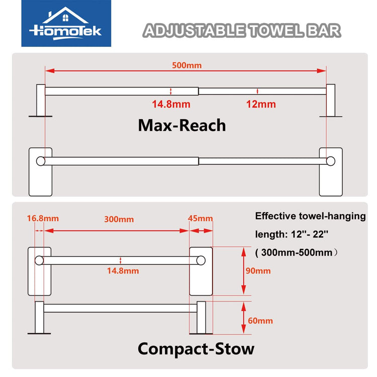 Adhesive Adjustable Towel Bar