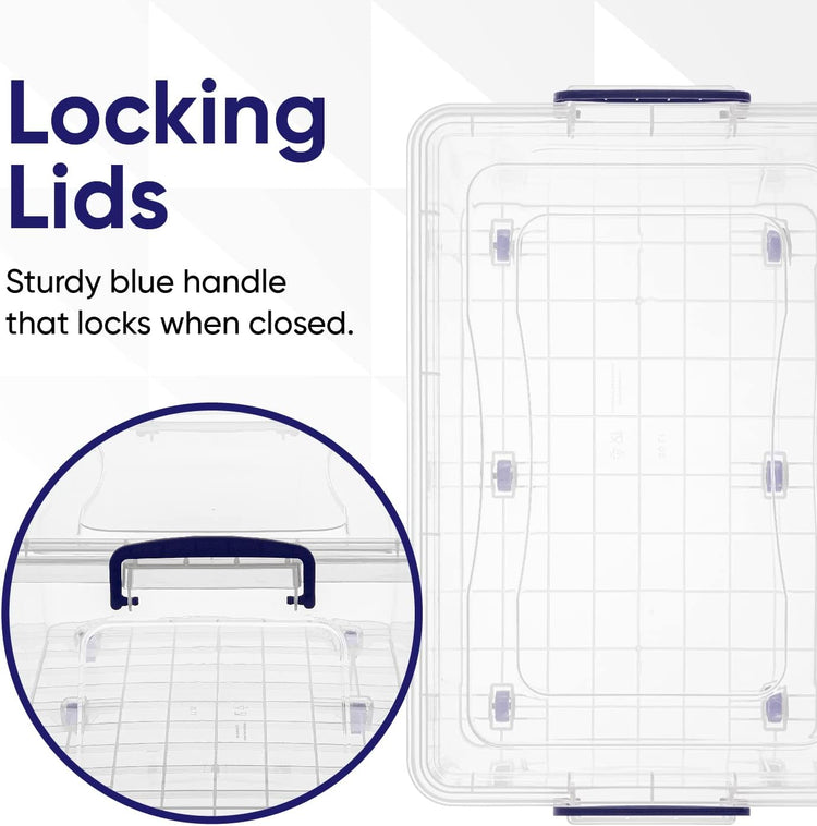 Superio Storage Bins with Lids, Clear Plastic Containers for Organizing, Stackable Totes, BPA Free, Odor Free, Organizer Boxes for Home, and Dorm (4 Pack, 32 Quart)