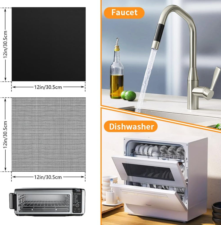 for Ninja Reusable Air Fryer Liners 12x12inch, Oven Liner for Bottom of Toaster Oven, 3x Liners + 3x Mesh Sheets, Non-Stick Baking/Microwave/Grill Mat,450ยฐF,Pre-Cut Square for SP101/SP201/SP301/SP351