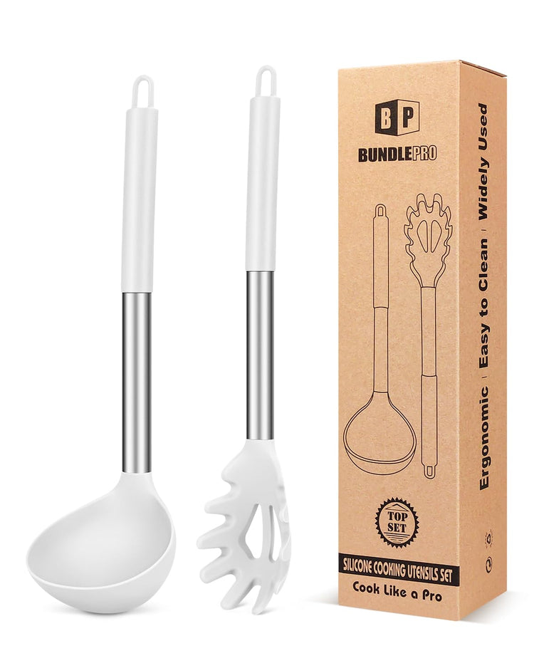 Silicone Pasta Fork and Ladle Spoon Set (2 Count)