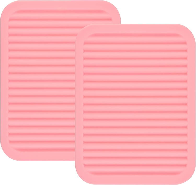 Smithcraft Silicone Trivets Mats for Hot Dishes and Hot Pots, Hot Pads for Countertops, Tables, Pot Holders, Spoon Rest Small Drying Mats Set of 2 Color Pink